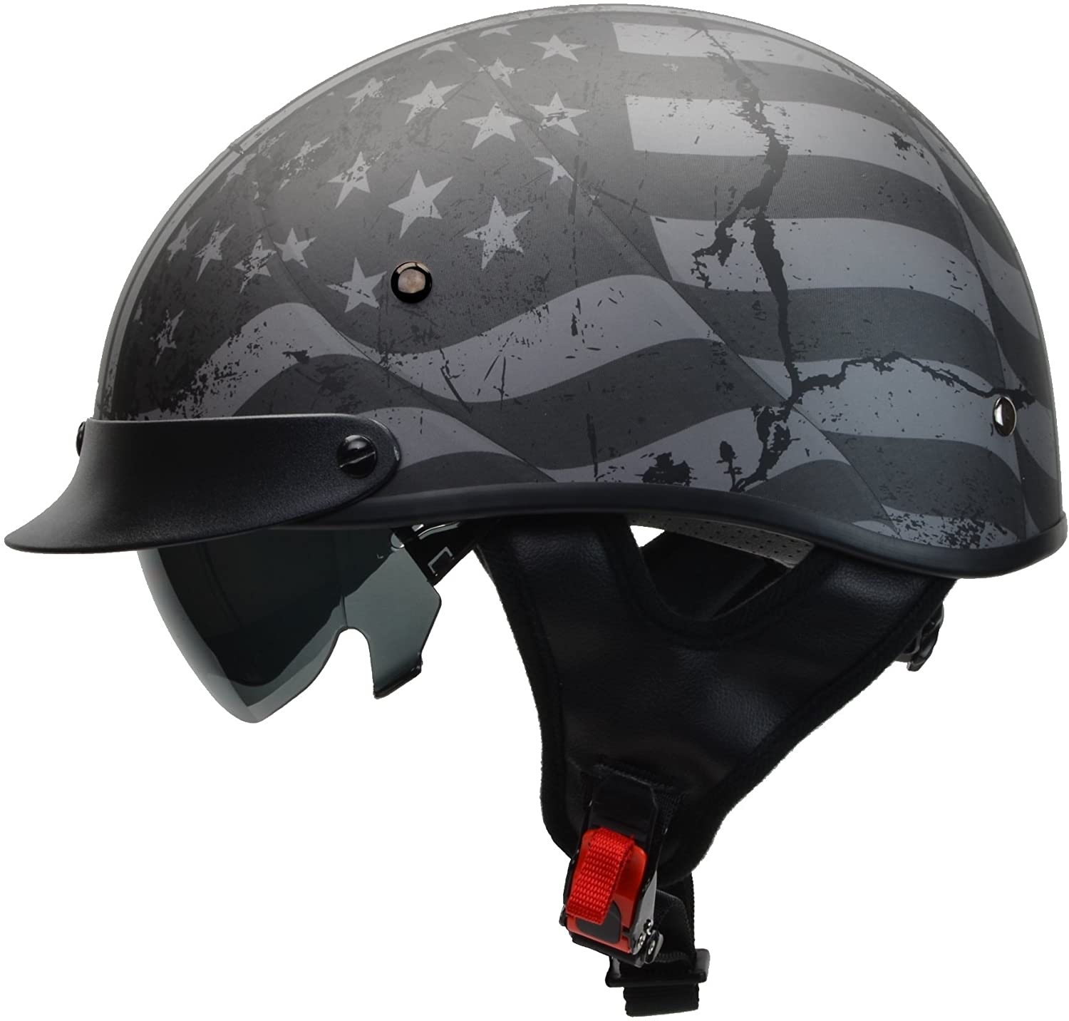 Old Skool Graphic, XL Vega Helmets X390 Retro Open Face Motorcycle Helmet w/Sunshield Unisex-Adult powersports 
